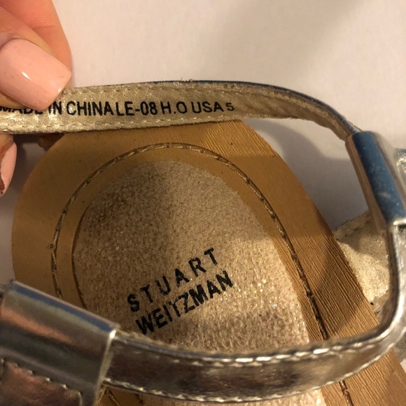 stuart weitzman silver strappy sandals - Picture 3 of 5